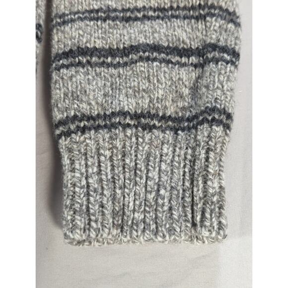 L.L. Bean L Tall Gray Striped 100% Lambswool Sweater Knit Pullover Mens Warm - Picture 3 of 11